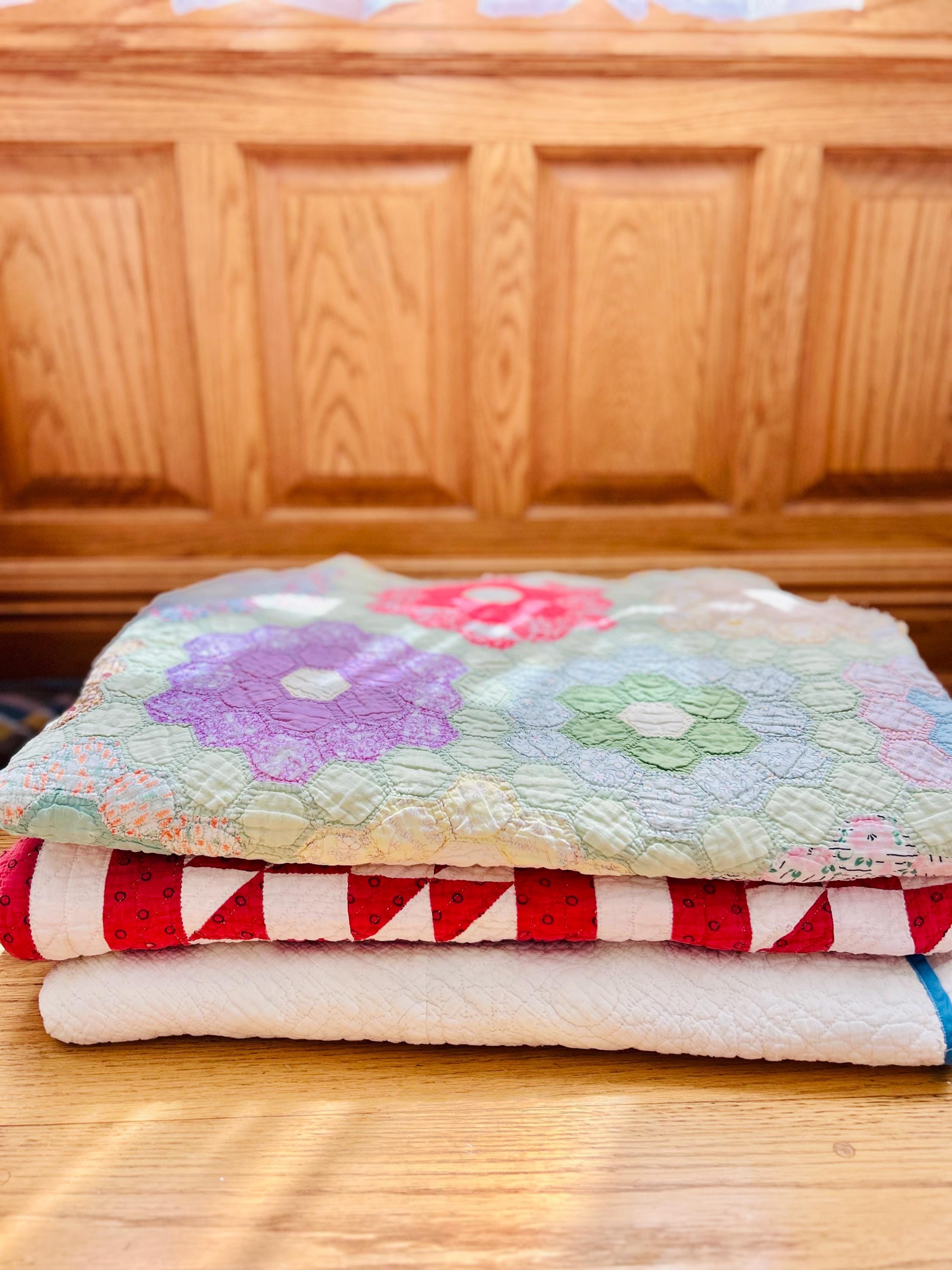 Antique quilt grandmothers flower garden - Etsy 日本