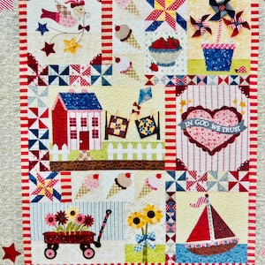 Blessings of Summer Quilt KIT, with all fabric for Quilt Top, designed and sold in 2010 by Shabby Fabrics for the BOM Club; 55&quot; by 65&quot;