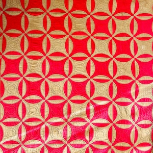 Rob Peter to Pay Paul Antique Quilt with Diamond Border; circa 1880s-1890s; handmade, hand-stitched quilt; cottagecore; 64&quot; by 74&quot;