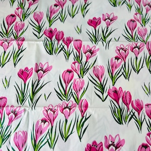 Everglaze Chintz, Lily pattern, circa 1950s, cottagecore; crafting; coral lily fabric; vintage fabric; mid-century fabric