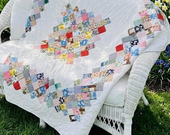 Vintage Boston Commons Quilt, circa 1950-1960s; hand-quilted; 73"x78"