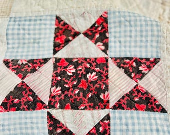 Antik Ohio Star Cutter Quilt från 1900-talet: Quilt för hantverkare; (180 x 190 cm)