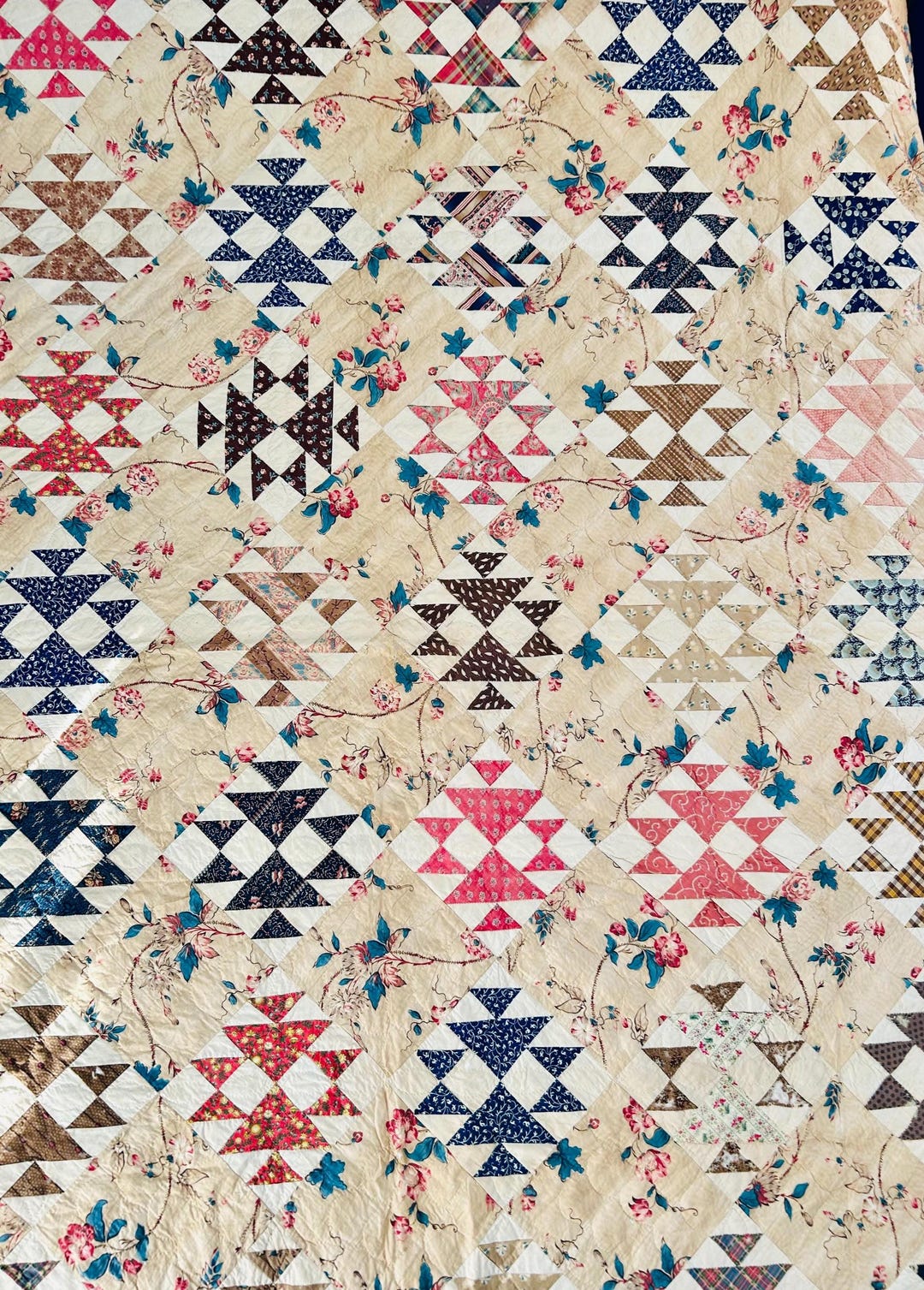 Antique 1850s Chintz Quilt - 