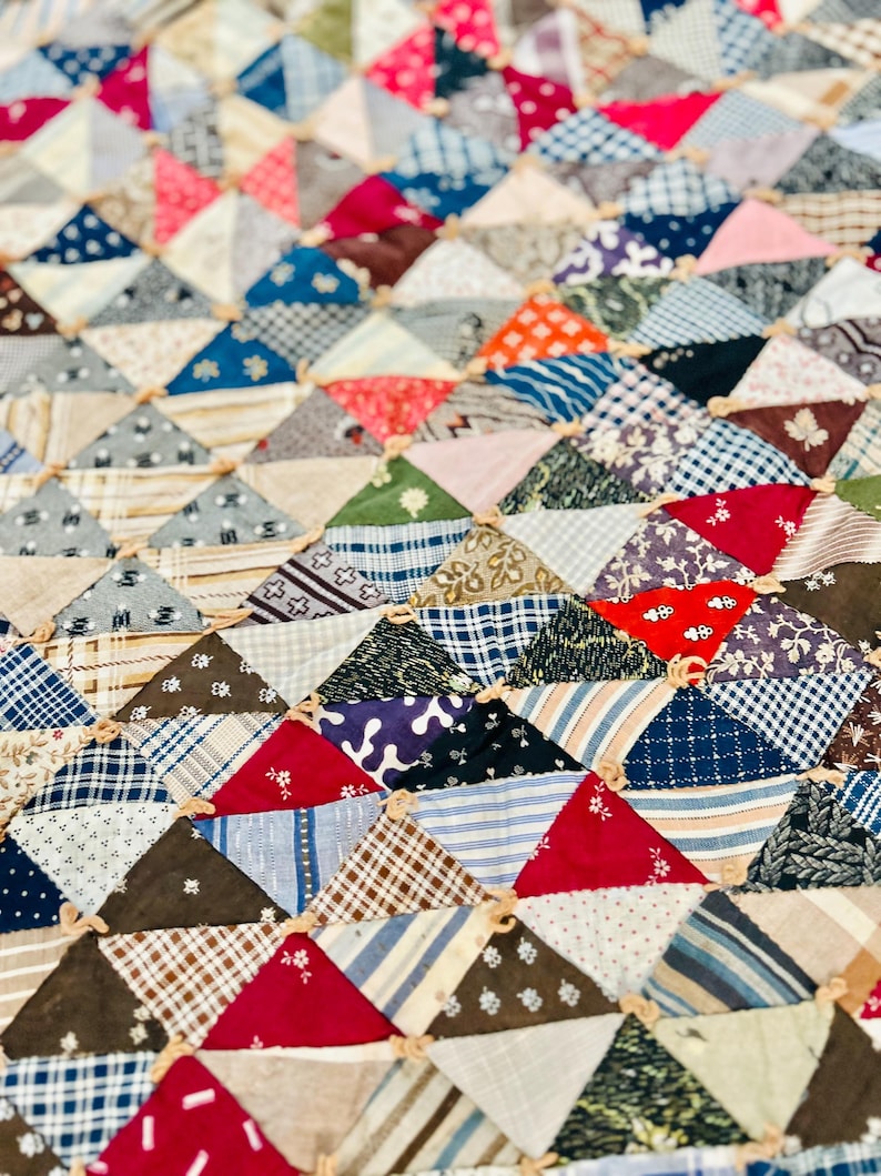 Antique 19th Century Thousand Triangles Quilt | Civil War Era Hand ...
