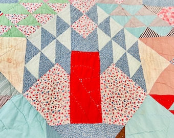 アンティークの楽園の樹のキルト。1910～1930年代頃、手縫いのキルト