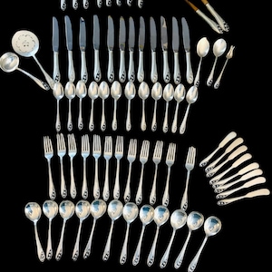 Gorham Sterling Silver flatware set - 71 piece Gorham lily-of-the-valley sterling silver flatware set