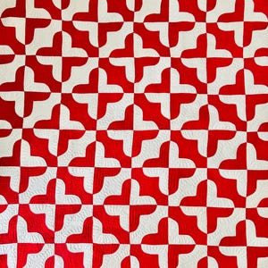 Schneeball-Blumen-Variation Antique Quilt; Um 1860er-1880er Jahre; Vintage Patchworkdecke; von Hand gequiltet; Cottagecore; handgequiltet; handgenäht