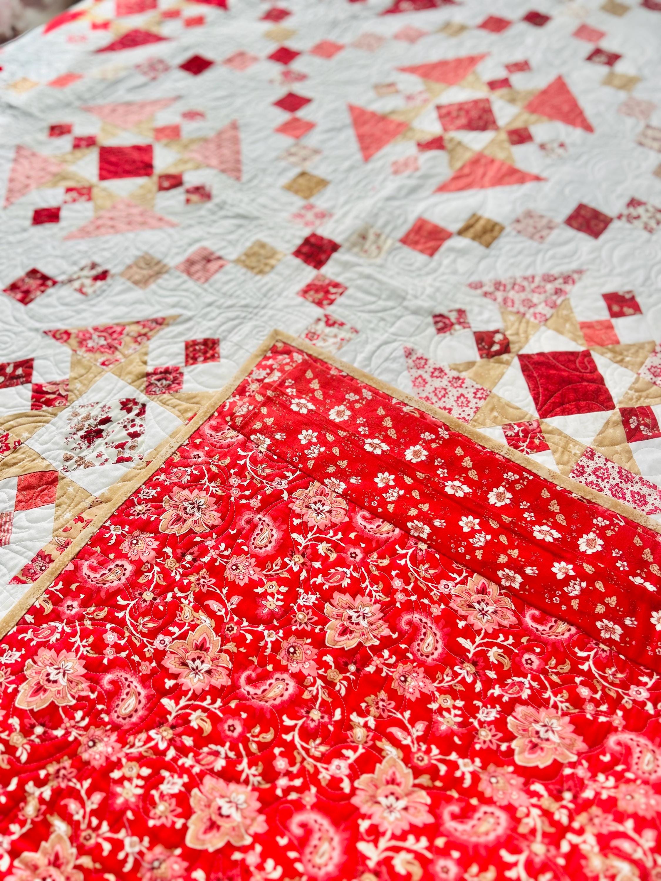 Old Tippecanoe and Double Nine Patch Quilt; Circa 2000s;  handmade quilt; long-arm quilted; cottagecore; 70" by 70"