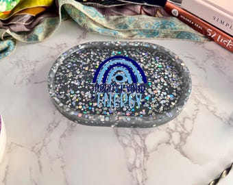 Protection Resin Tray Spiritual Decor, Positive Energy Cleansing, Evil Eye Gift, Witchy Altar Catch All Trinket Dish