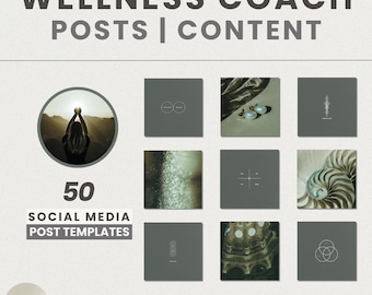 Wellness Coach Social Media Templates, Holistic Content (Canva) Green Posts