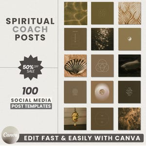 Coach spirituel, guérisseur, coach de vie, modèles de réseaux sociaux, modèle Canva de publications sur les réseaux sociaux, coach holistique, publication spirituelle, spiritualité