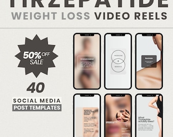 Tirzepatide Weight Loss Reels | GLP1 Med Spa Posts (Canva) Social Media Posts, Easy to edit.