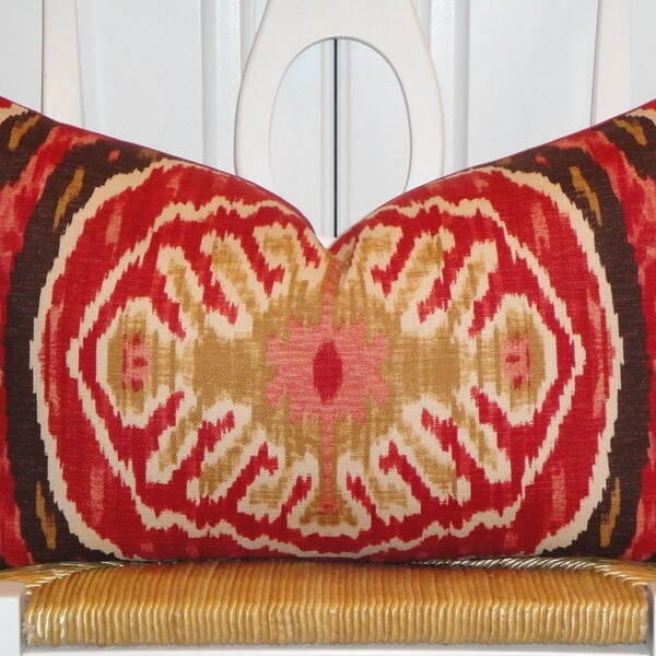 Red Ikat Pillow Etsy