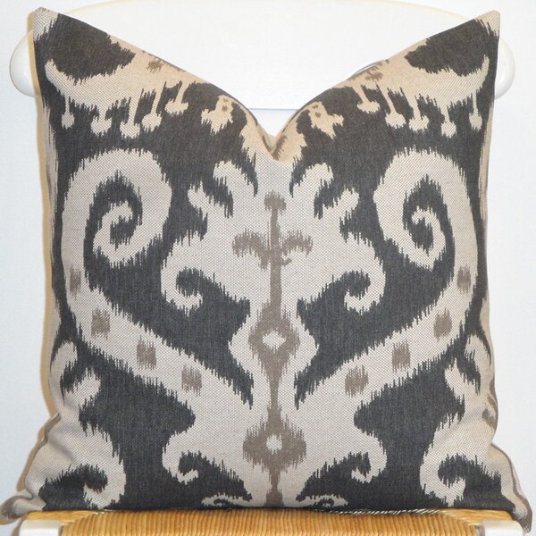 IKAT - Funda de almohada decorativa - 18", 17", 16" - avena - topo - grafito - almohada de silla - cojín