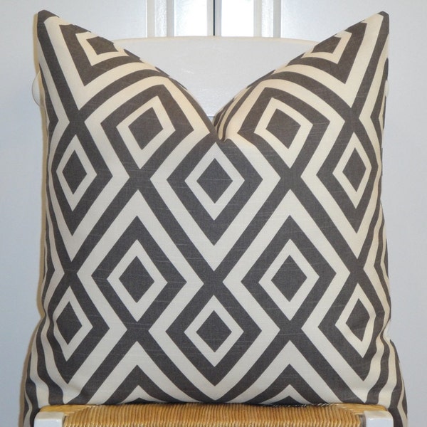 BOTH SIDES - 22x22, 20x20, 18x18 - Decorative Pillow Cover - Graphite - Grey - Geometric - Lattice