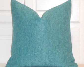 DOUBLE SIDED -  Decorative Pillow Cover - TURQUOISE Accent Pillow - Sofa Pillow - Upholstery Weight - Toss Pillow