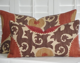 Decorative Pillow Cover - Fahri Clove  Suzani Accent Pillow - Lumbar Cover