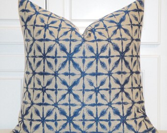 DOUBLE SIDED OR Front Only - Decorative Pillow Cover - Indigo Diamond Pattern Accent Pillow - Geometric Sofa Pillow