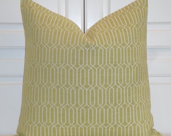 Decorative Pillow Cover - Chenille in Lime Green - Sofa Pillow - Trellis Pillow - Lattice - Geometric