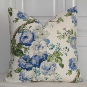 Decorative Pillow Cover - Floral shabby chic - Cottage decor - Blue Green Accent cover - DOUBLE SIDED