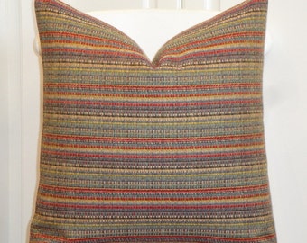Decorative Pillow Cover - Woven Stripe - Yellow - Red - Blue - Green - Sofa Pillow - Accent Pillow
