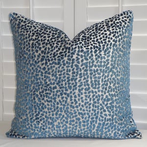 DOUBLE SIDED -20x20 Decorative Pillow Cover - Sapphire Dot Cut Velvet - Sofa Pillow - Cushion Cover - Throw pillow