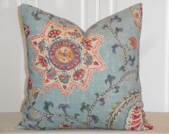DOUBLE SIDED - Decorative Pillow Cover -  floral and paisley design Throw Pillow - Accent Pillow