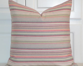 BOTH SIDES - Decorative Pillow Cover - Stripe Accent Pillow  - Purple Green Red - Toss Pillow - Sofa Pillow