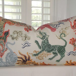 Chinoiserie Decorative Pillow Cover - 15 x 25 Dragon and Tiger accent pillow cover - Dragon Cushion - Chinoiserie style bed pillow