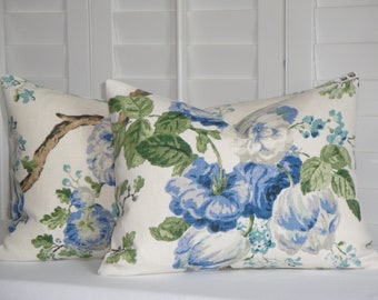 Decorative Pillow Cover - Floral shabby chic - Cottage decor - Blue Green Accent cover - DOUBLE SIDED