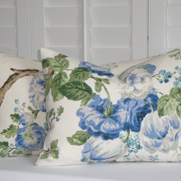 Decorative Pillow Cover - Floral shabby chic - Cottage decor - Blue Green Accent cover - DOUBLE SIDED