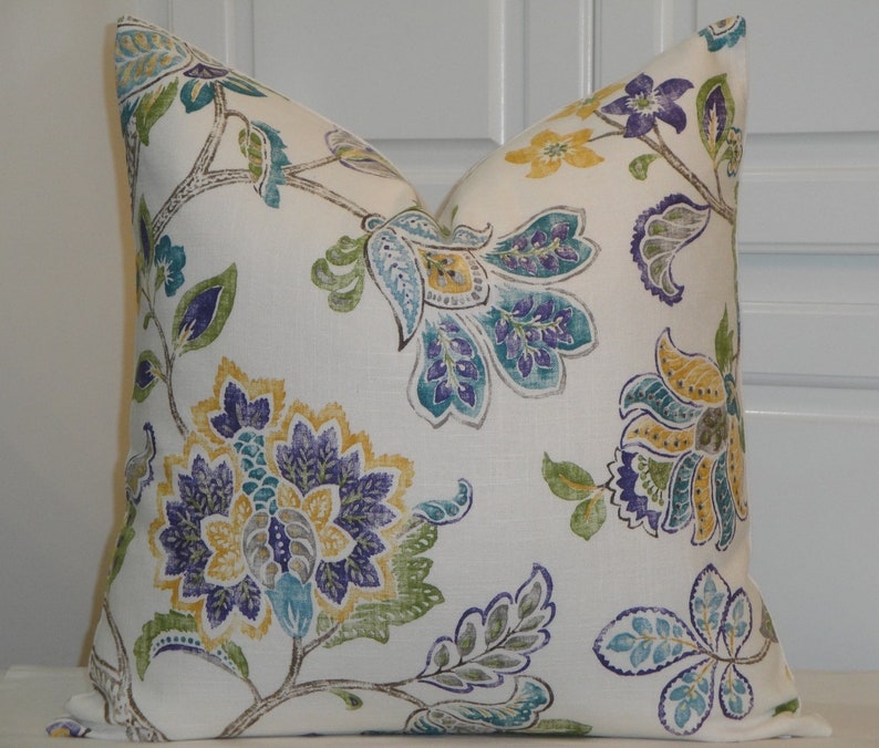 FLORAL Decorative Pillow Cover Jacobean Accent Pillow Etsy