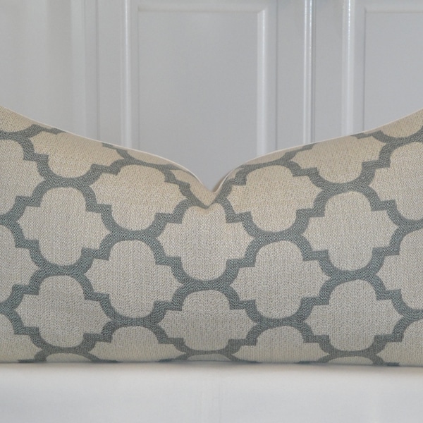 Aqua/Mineral Quatrefoil Pillow Cover  - Moroccan Pillow Cover - Geometric - Sofa Pillow - Chair Pillow