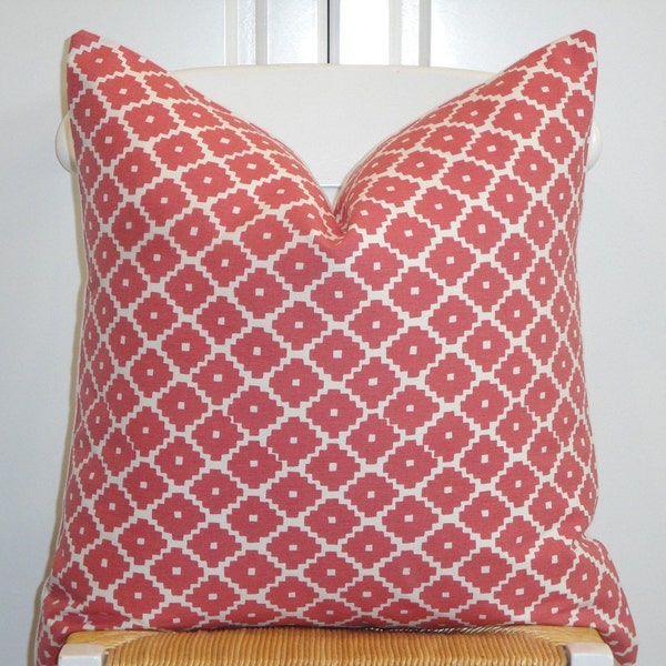 Schumacher - Ziggurat in Ruby  -  Decorative Pillow Cover -  Accent Pillow - Throw Pillow - Geometric - Lattice