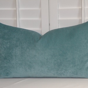 DOUBLE-SIDED - 13x23 - Chenille Velvet Decorative Pillow Cover - Turquoise/Teal/Blue - Accent Pillow