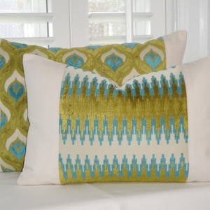 Decorative Pillow Cover - Velvet Cut - Teal/Blue - Olive Green - Peacock - Raised Chenille - Accent Pillow