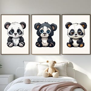 Nursery Wall Art Panda Prints – Cute Baby Panda Bear Illustrations for Kids Room Decor | A4 & 8x10” Digital Download