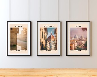 Italy Collection Venice-Florence-Rome Digital Posters, Aesthetic Wall Art, Home Decor, Travel Enthusiast Wall Decor, High resolution.