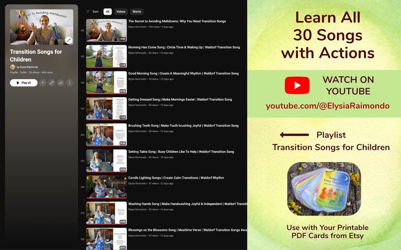 Waldorf Transition Song Cards: Daily Rhythm, Early Childhood (PDF) image 4