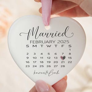 Personalized Wedding Date Ceramic Ornament: Calendar Pattern