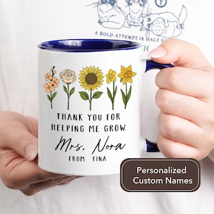 Personalized Floral Teacher Mug: Back to School Appreciation Gift