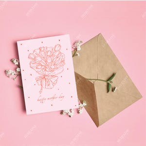 Bloemenkaart Moederdag | Afdrukbare cadeaukaart | Moederdag wenskaart moeder | Minimaal ontwerp | Moederdagkaart | Feestkaart