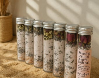 Rose Petal Bath Salt Tube: Handmade Aromatherapy Soak - SomaBelle Self-Care