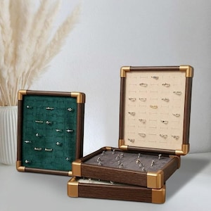 Wood Ring Holder | Velvet Jewelry Organizer Display