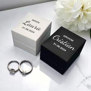 Ring Box, Wedding Ring Box, Set of 2 Personalized Ring Box, Ring Bearer Box, Engraved Ring Box, Engagement Gift, Wedding Gift