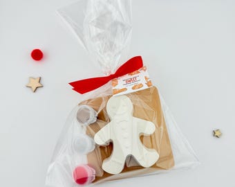 Gingerbread Man Christmas Paint Kit Party Favor: Holiday Craft for Kids, Washable Paints & Brush, Add-on Magnet option