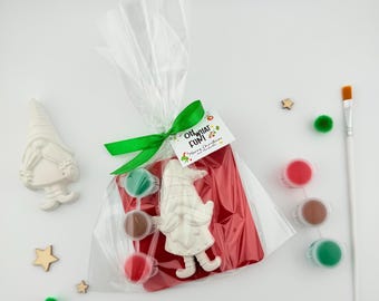 Christmas Elf Paint Kit Party Favor: craft activity for Kids & adults, Magnet Option, Holiday Craft or Stocking Stuffer