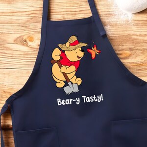 Cute Disney Cooking Apron Winnie the Pooh Apron Beary Tasty Butterfly Design Fun Gift for Bakers and Pooh Fans Chef Apron
