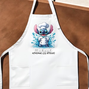 Personalized Stitch Apron Experiment 626 Approved Apron Disney Apron And Hat Chef Apron And Hat Cooking Apron Stitch Chef Apron