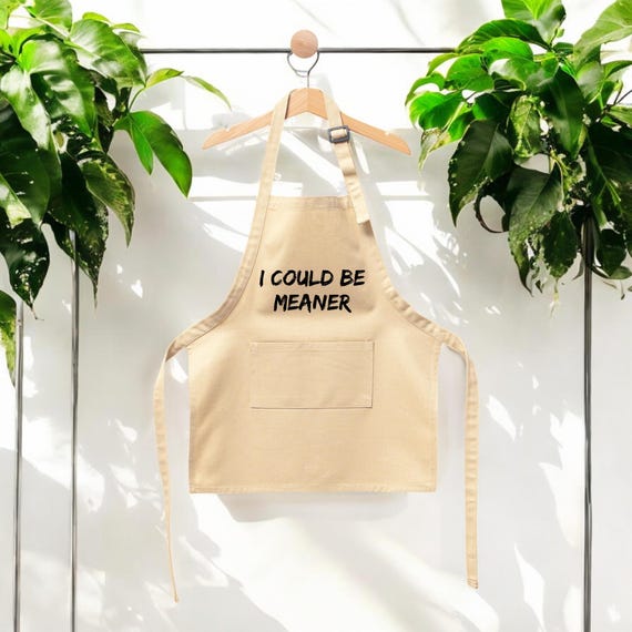 I Could Be Meaner Apron, Funny Cooking Apron with Pocket, Sarcastic Kitchen Gift for Men and Women, Novelty BBQ Apron, Cozy Kitchen Apron